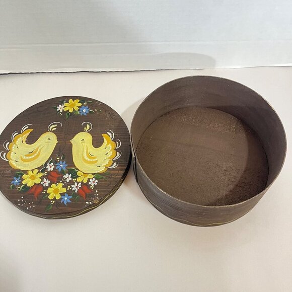 Decorative Hand-Painted Wooden‎ Box With Yellow Birds & Flowers - Picture 4 of 5
